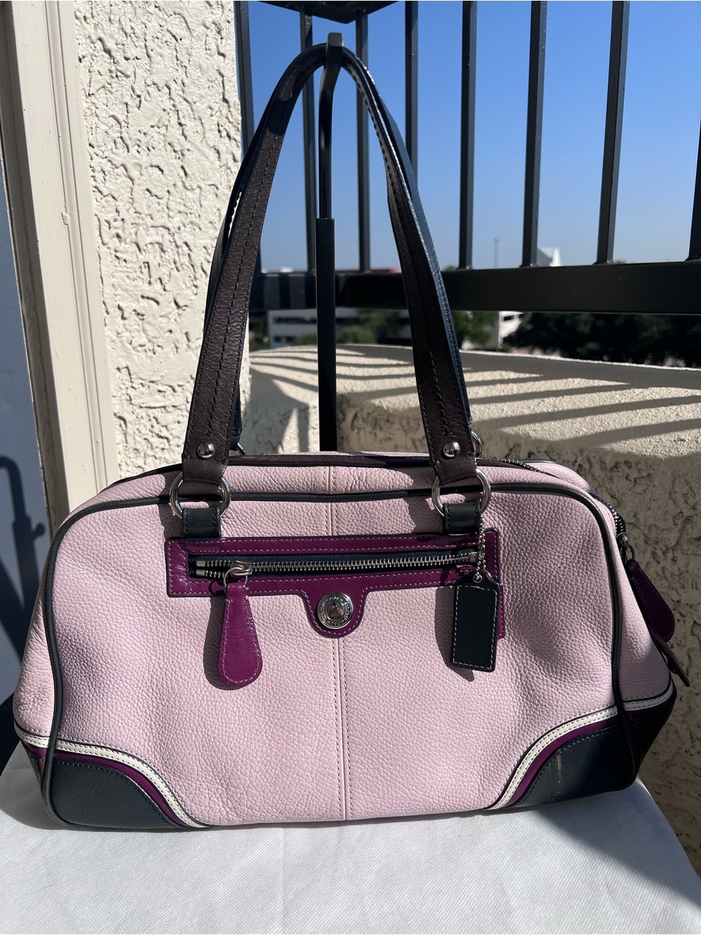 Coach Laura Spectator Pebbled Leather Satchel